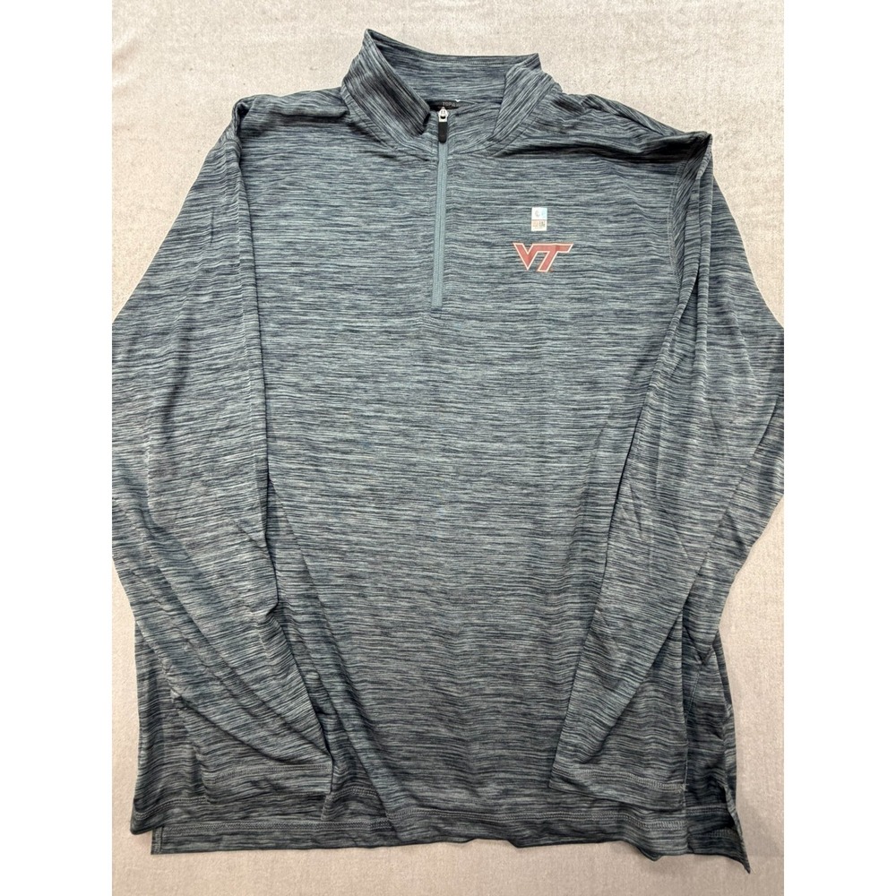 NEw Virginia Tech Hokies NCAA Quarter Zip Pullover Gray Size XXL Top ofthe World